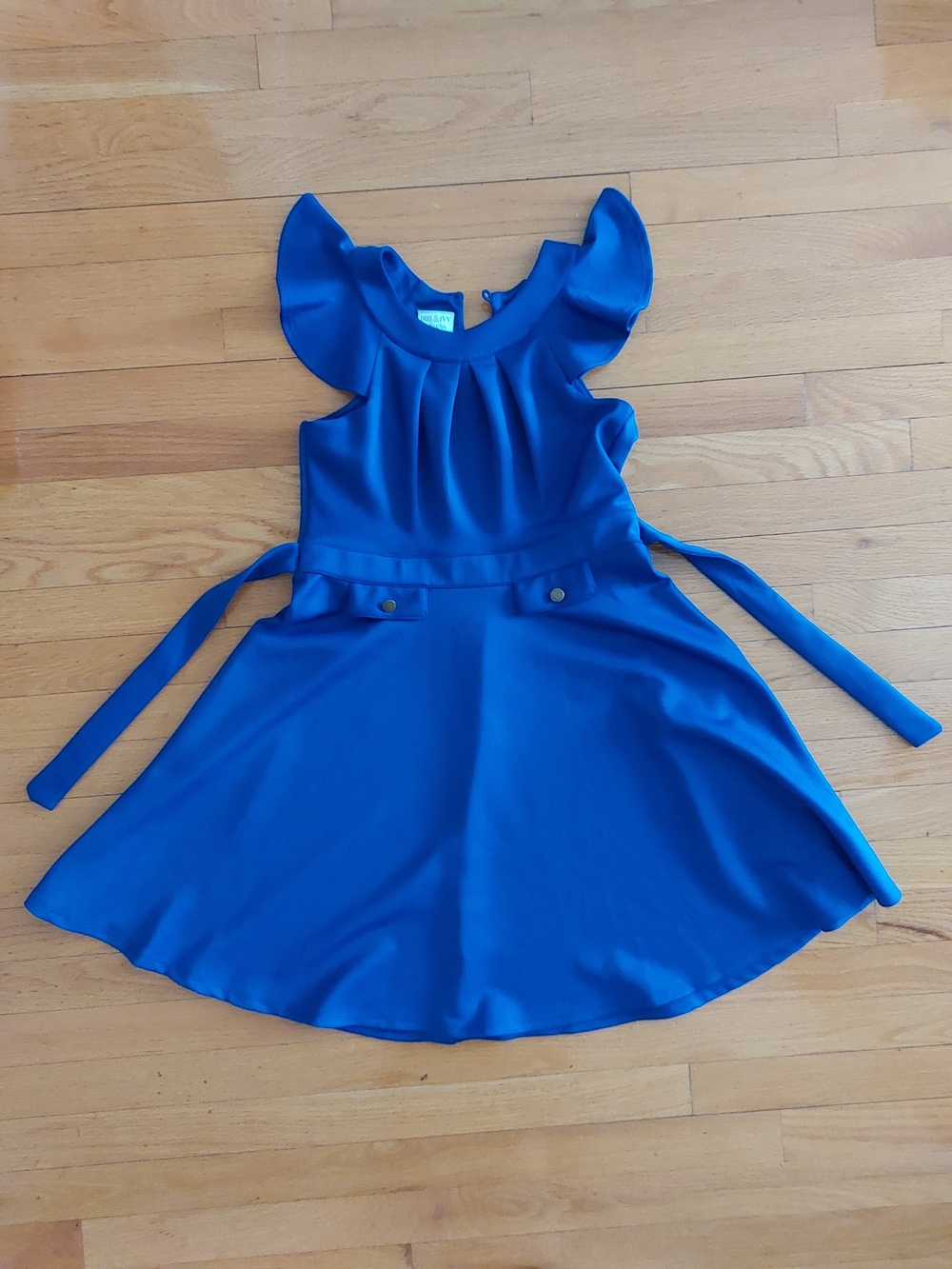 iris & ivy Royal Blue Flutter Sleeve Party Dress